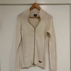 D&G Women's Zip-Up Cream Cardigan